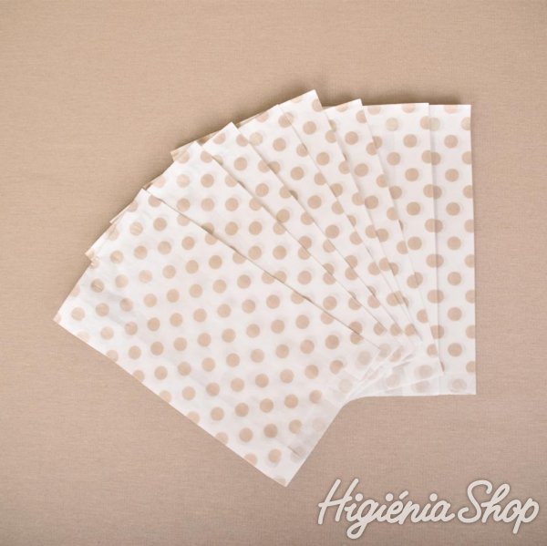 BontaBag 1 kg-os papírtasak antik arany pöttyös design mintával - 200 db