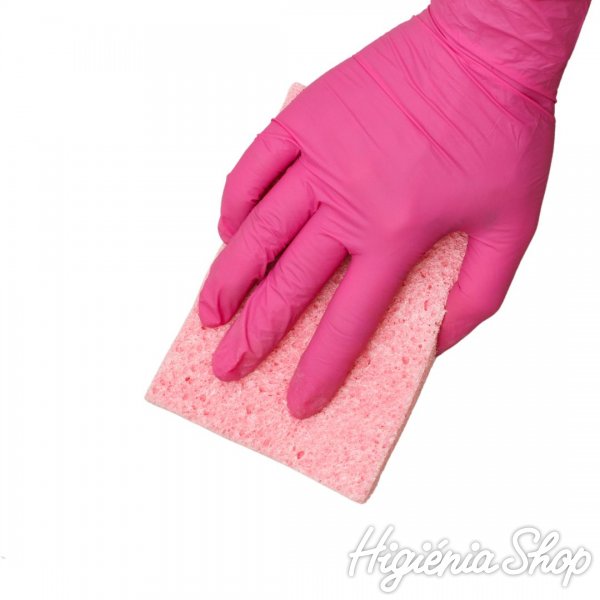 Púdermentes kesztyű nitril L-es méret pink (100 db)