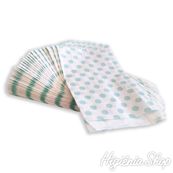 BontaBag 1 kg-os fehér papírtasak mentazöld pöttyös design mintával - 100 db