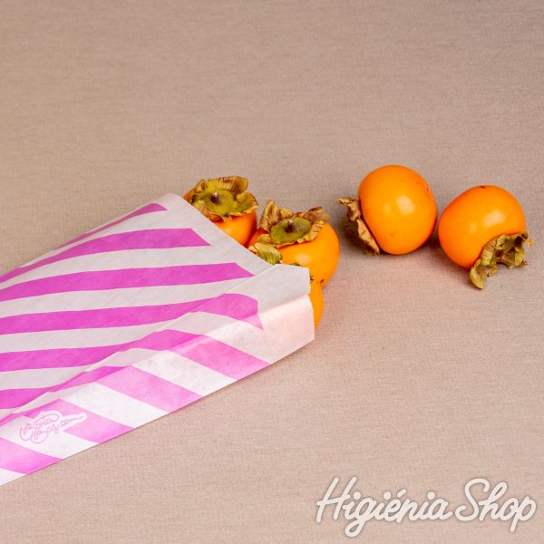 BontaBag 1 kg-os papírtasak lila-fehér csíkos design mintával - 200 db